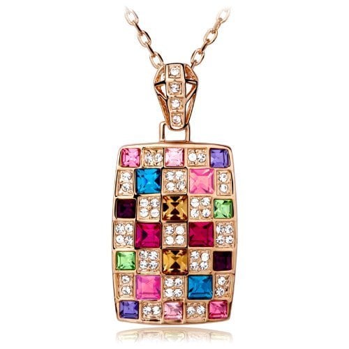 IUHA 厄除七色レインボー アミュレット ネックレス スワロフスキー社製のクリスタル アクセサリー ギフト 003iuhat