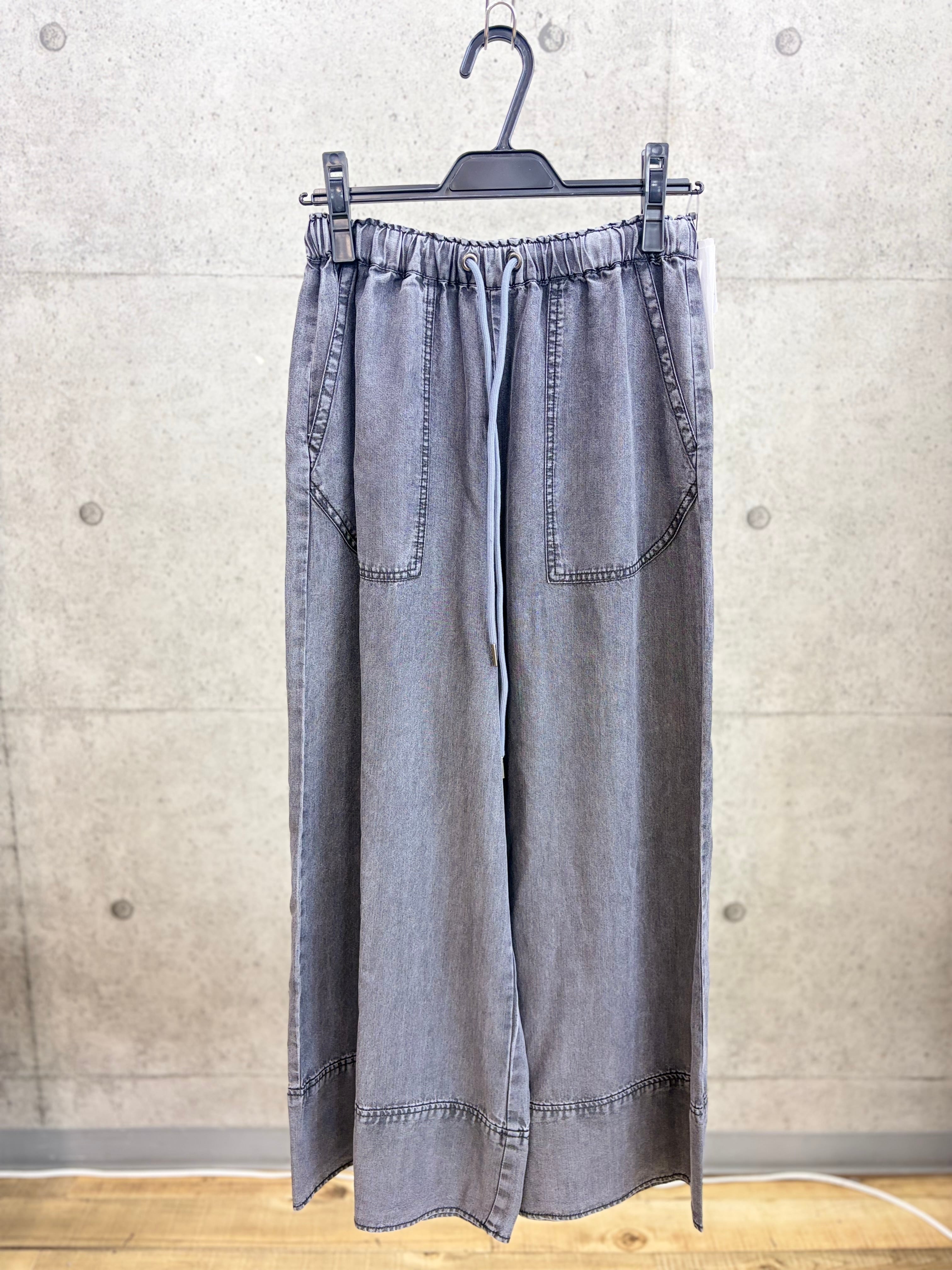 【20%OFF SALE!!】CYNICAL(シニカル) テンセルデニムワイドパンツ ブラック 手洗い可能 652-96059