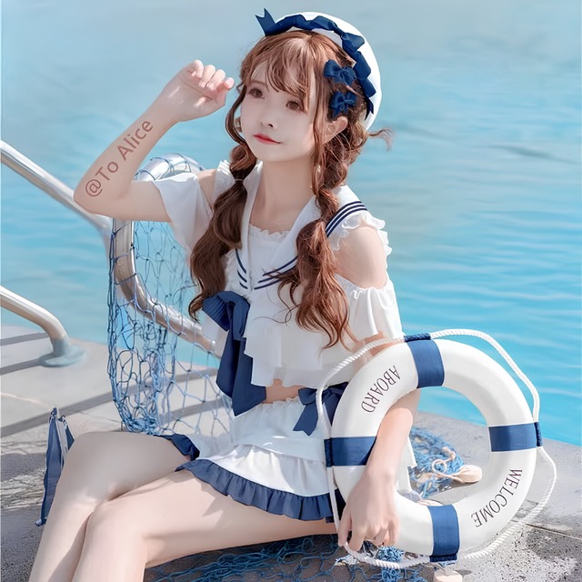 潮風マリンセーラー 甘ロリ風水着上下セット