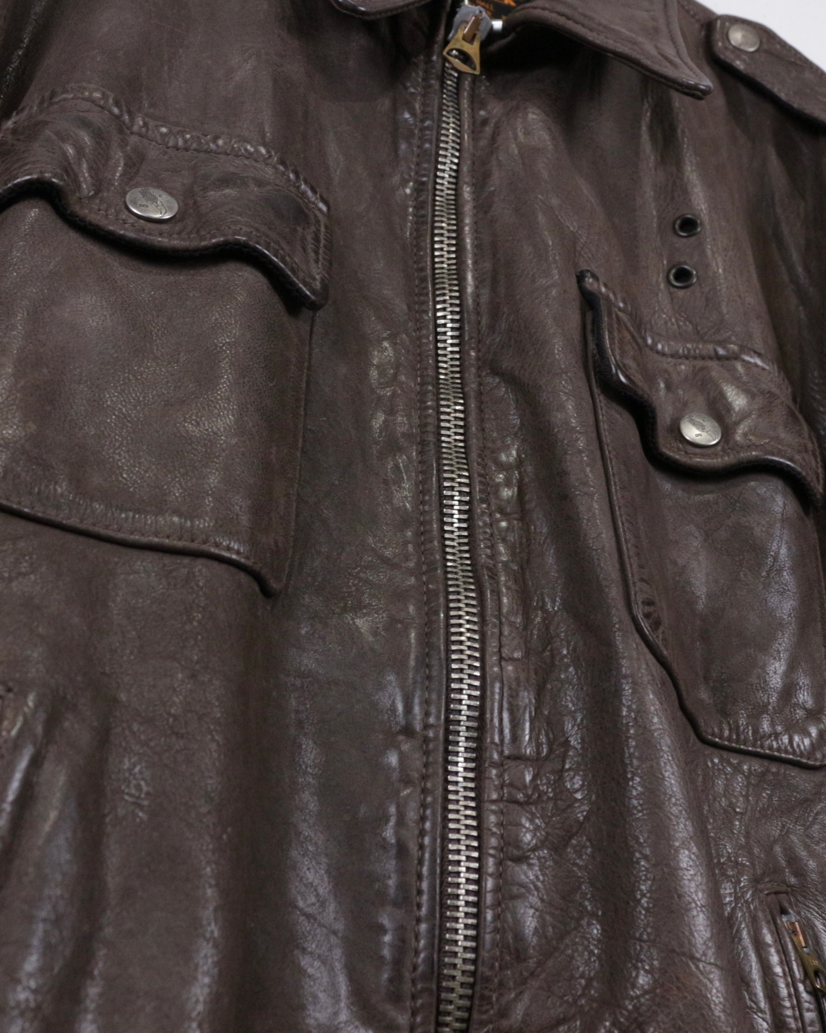 Caka act2】“BROGDEN TRACK” Various Gimmick Vintage Leather Jacket