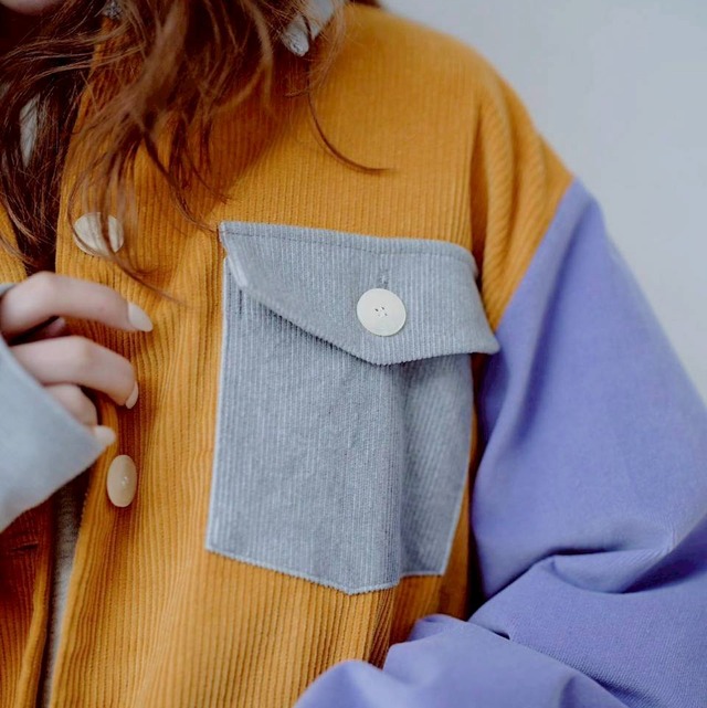【HCAE】COLOR BLOCK CORDUROY SHIRT