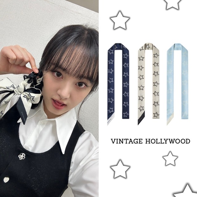 ★IVE リズ 着用！【vintage hollywood】Star Long Twilly Scarf_3COLOR