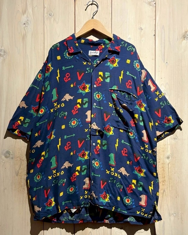 【a.k.a.C.a.k.a vintage】80's Pop Pattern Vintage S/S Open Collar Shirt