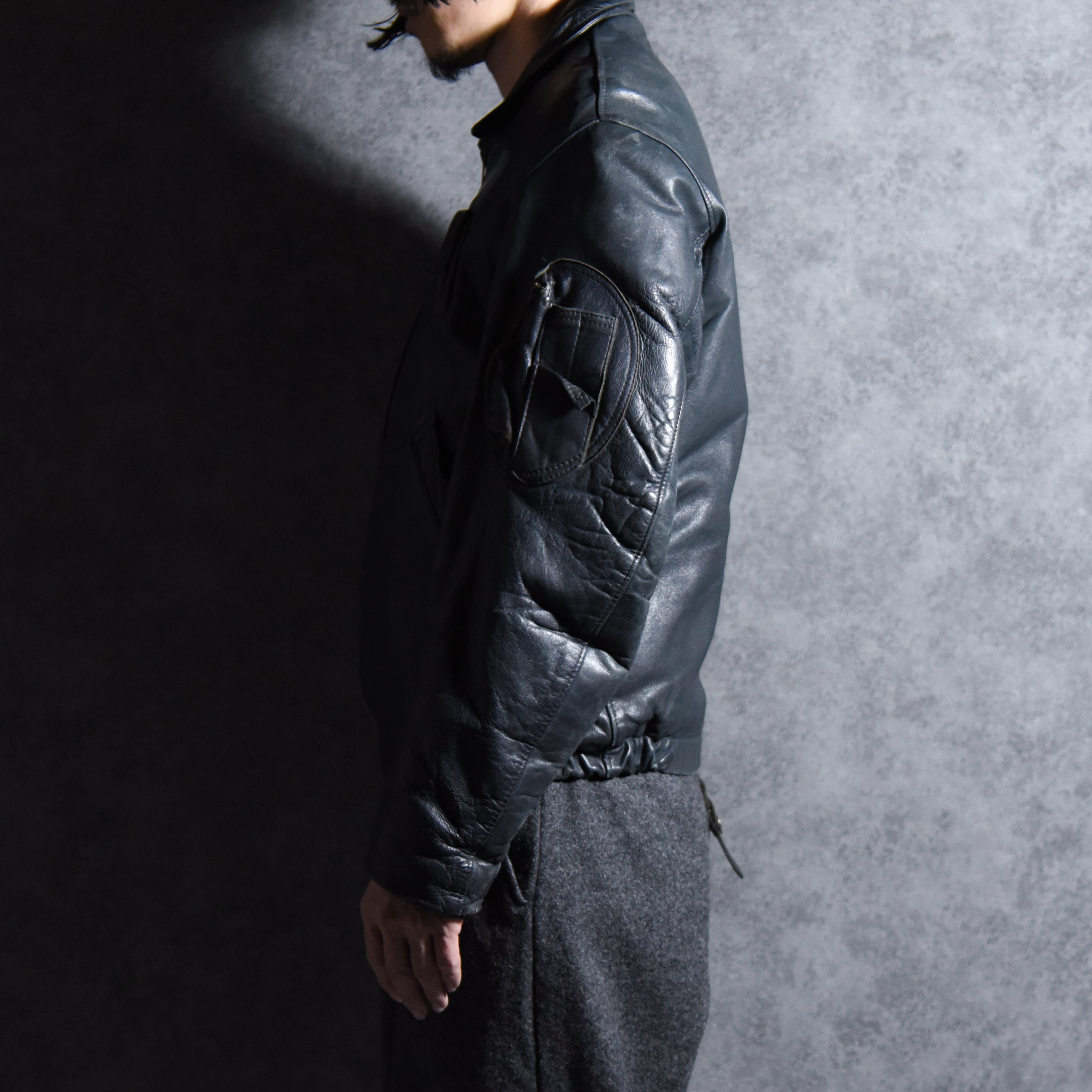 70s French Air Force Leather Pilot Jacket フランス軍 レザー