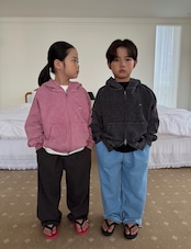 【取寄】OUR ワッフルウォッシングフードジップアップ|秋服|韓国子供服|26/AT