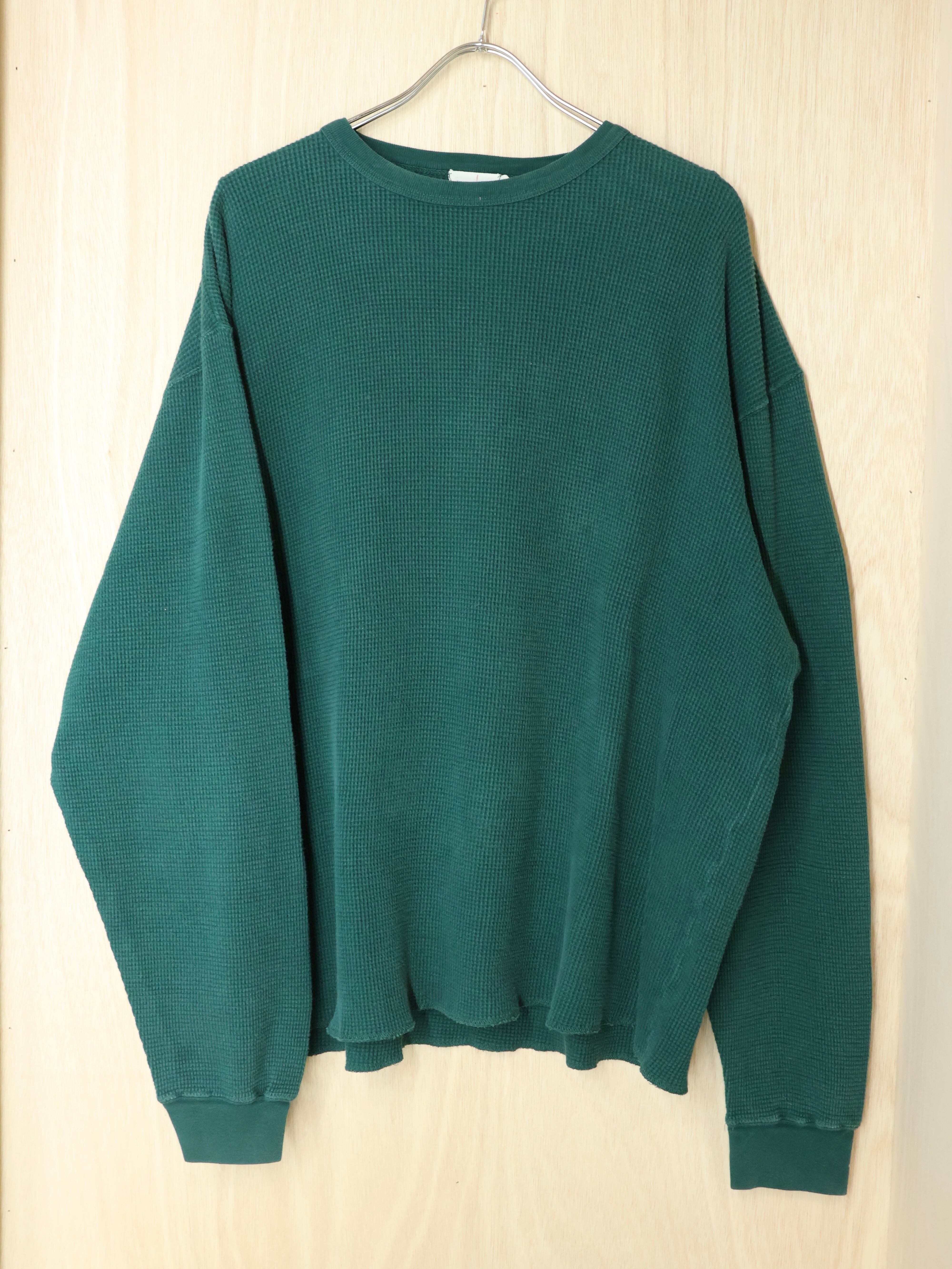 90s J.CREW ワッフルカットソー 表記XL サーマル ロンT 巨人タグ