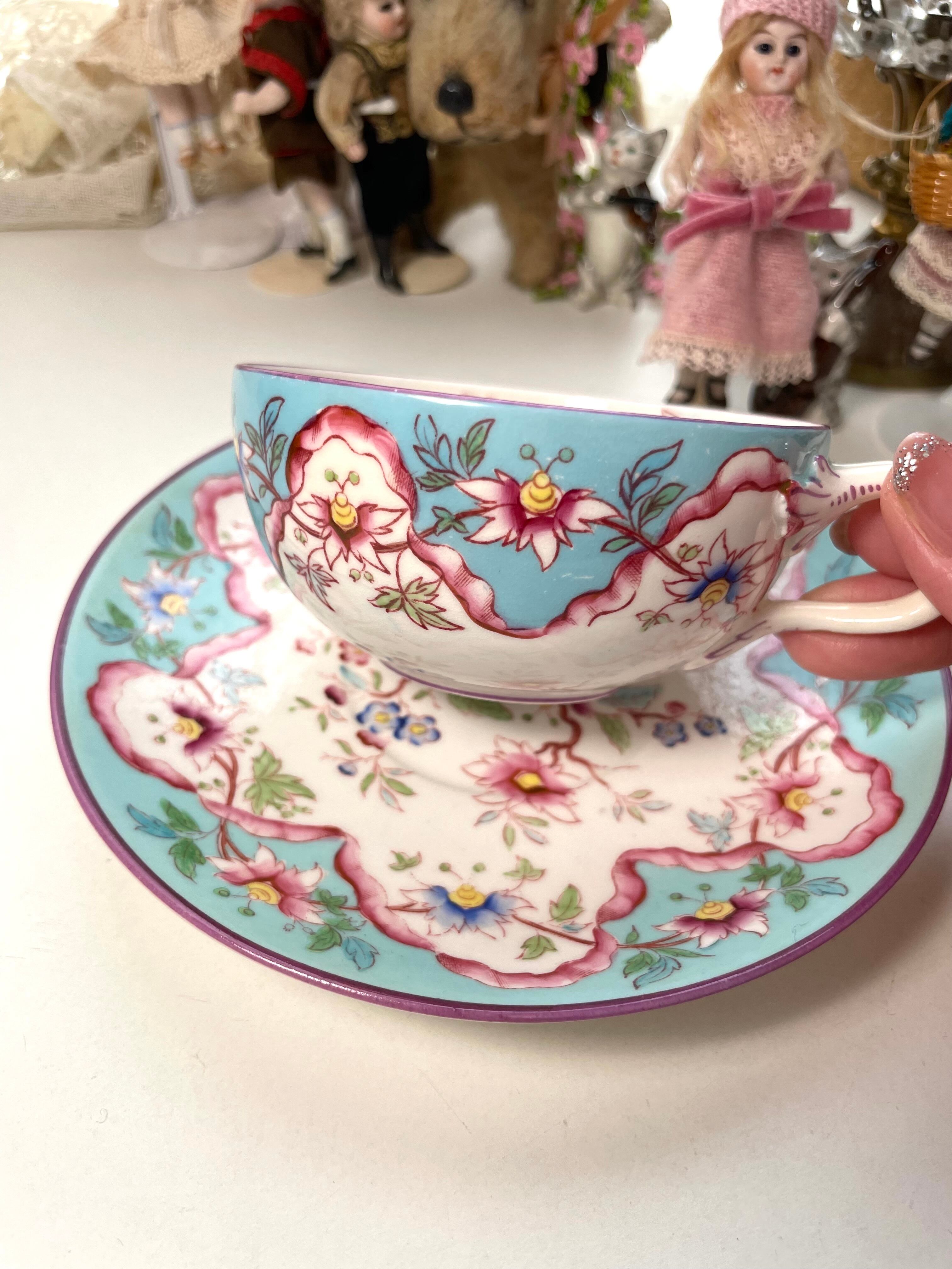 送料込み表示】ref : 2079 アンティーク・陶磁器製シャム猫親子の