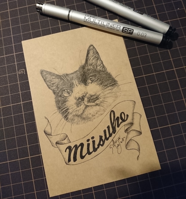 【アート】「ペン画 顔のみ」ポストカードサイズ