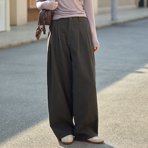 tuck front high waist pants