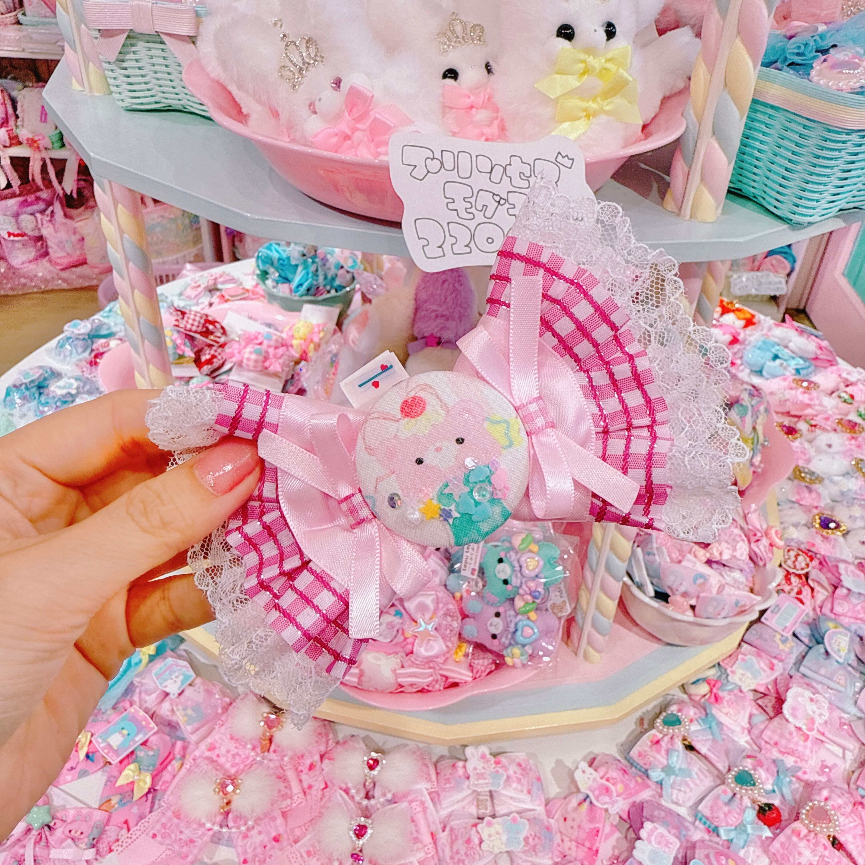 【R14】50-8くるみキャンディリボンヘアクリップ（ポニータイプ）