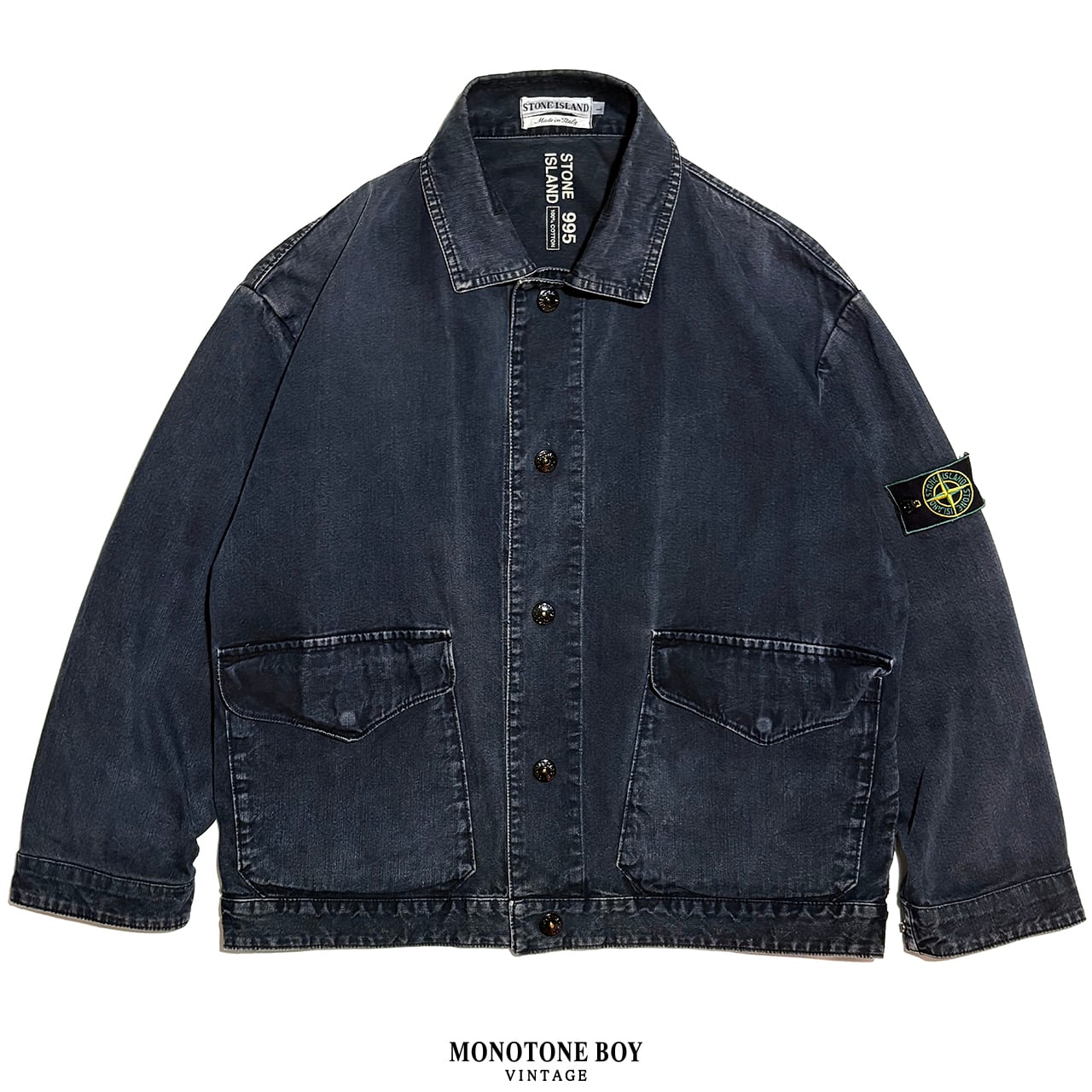 STONE ISLAND 2008SS BLACK COTTON NYLON JACKET XXL made in Italy