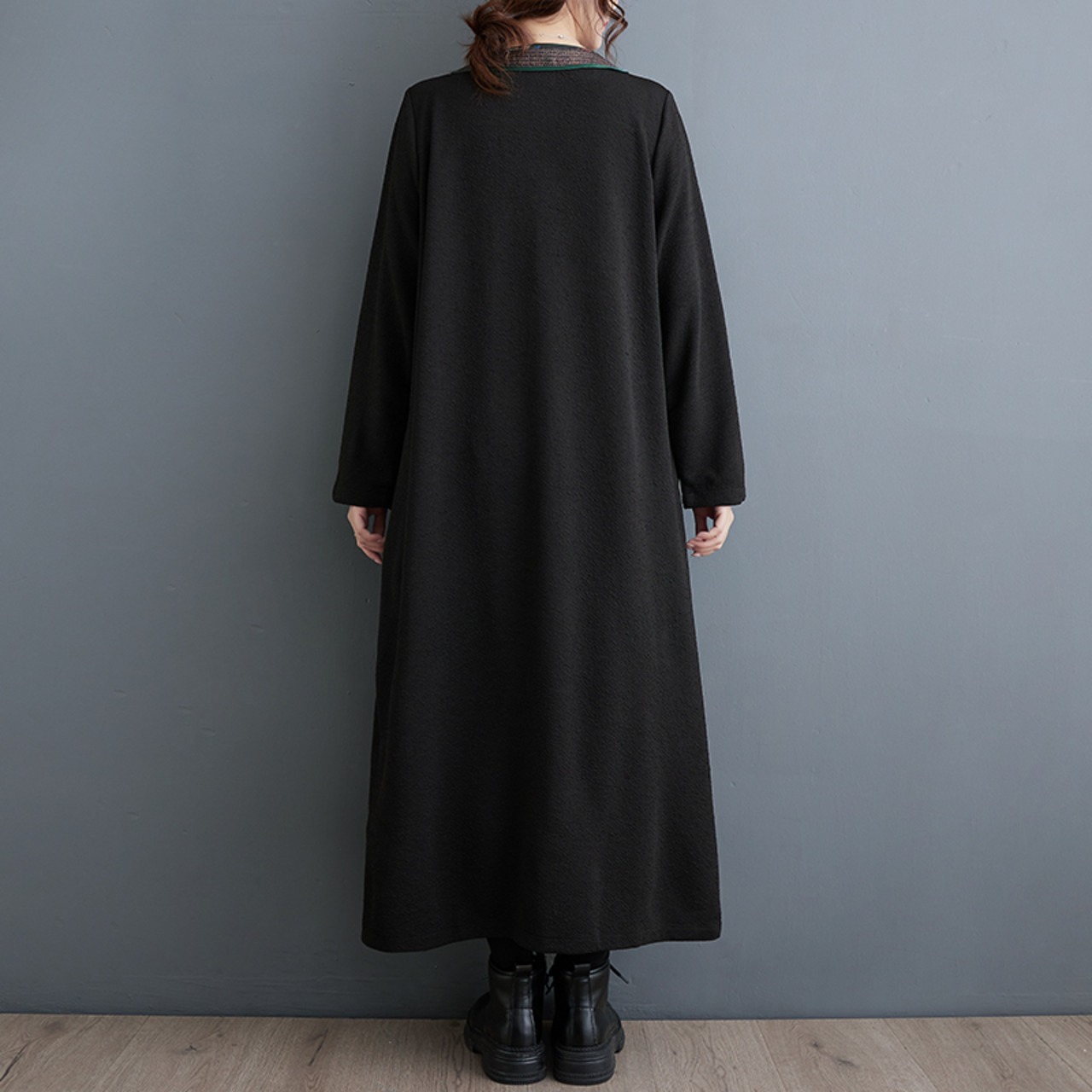 ヴィンテージ 花柄 ブラックワンピース 00021