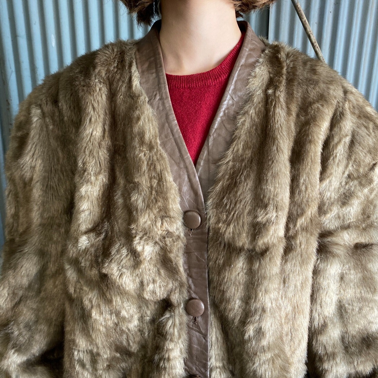 80年代 英国製 Lilli Ann リリアン ヴィンテージ フェイクファーコート  