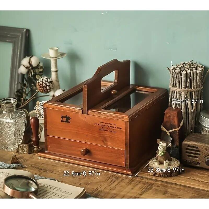 木製 ソーイングボックス 裁縫箱 収納箱 薬箱 裁縫道具 針箱 手芸道具