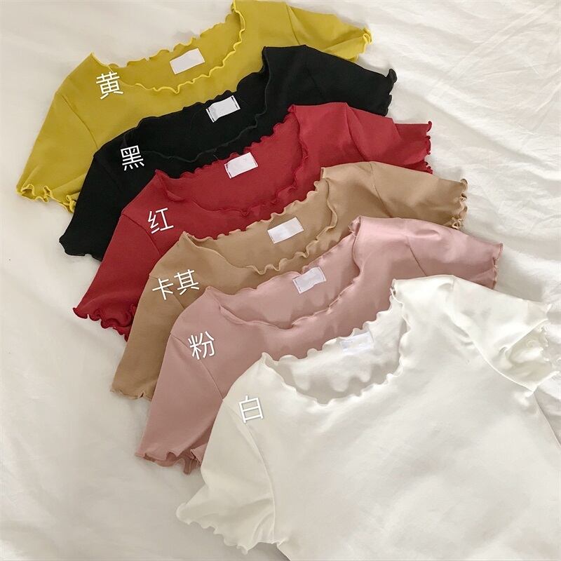 半袖Tシャツレディースサマードレス2020新しいネット赤い木製の耳スリム痩身ボトミングシャツ学生ホワイトトップ 1号婦人55098908458