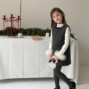 春袖口フェザーインナートップス