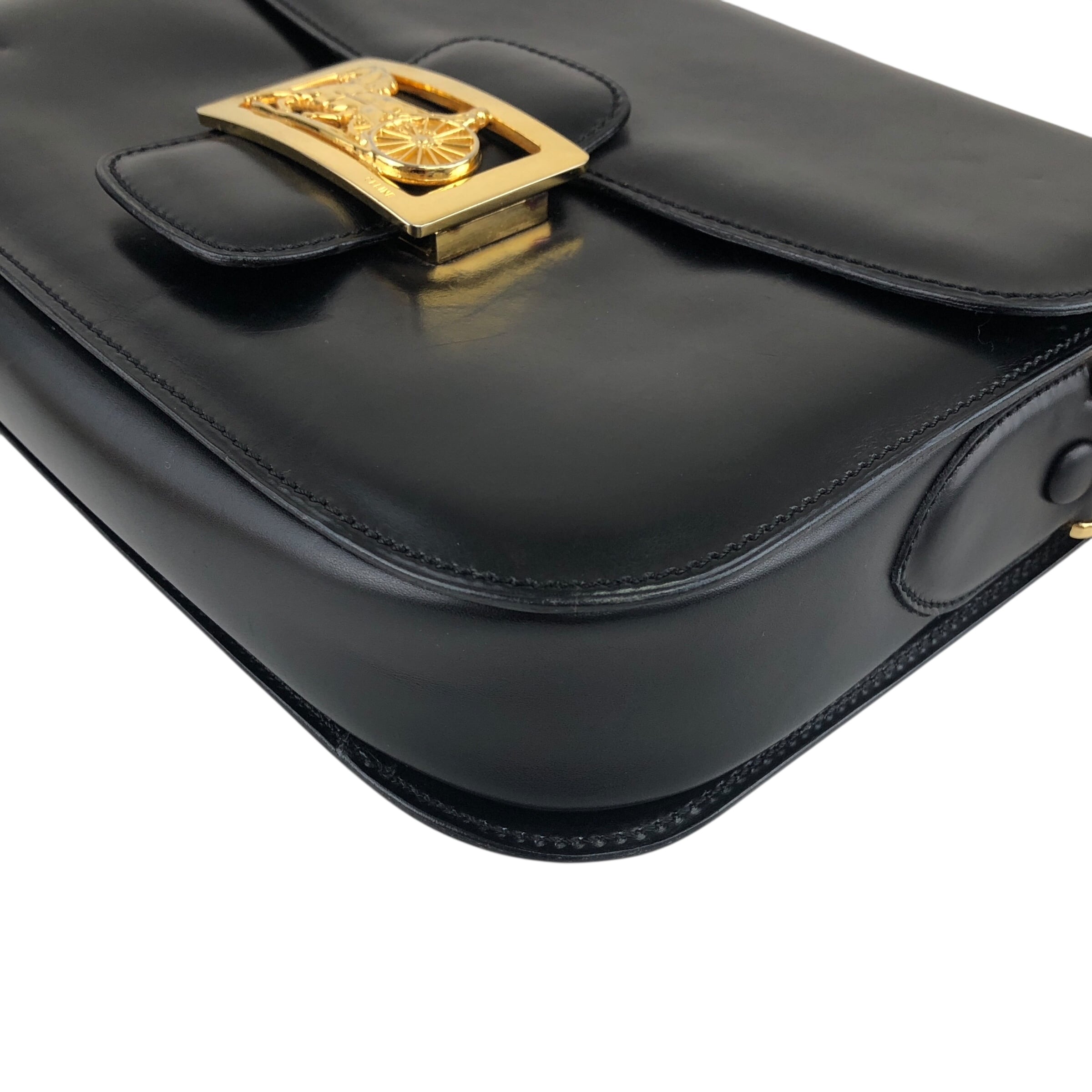 CELINE(セリーヌ) ショルダーバッグ ホースキャリッジ 黒 レザー レディース] ヴィンテージ セリーヌ ショルダーバッグ ホース