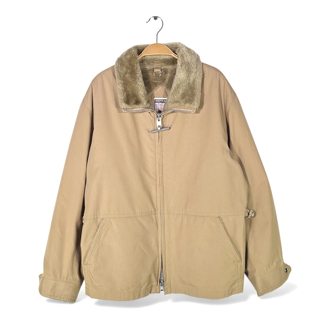 70s マイティーマック USA製 ヴィンテージ ボアジャケット Tバージップ ベージュ MIGHTY MAC サイズXL相当 古着 DZ0758