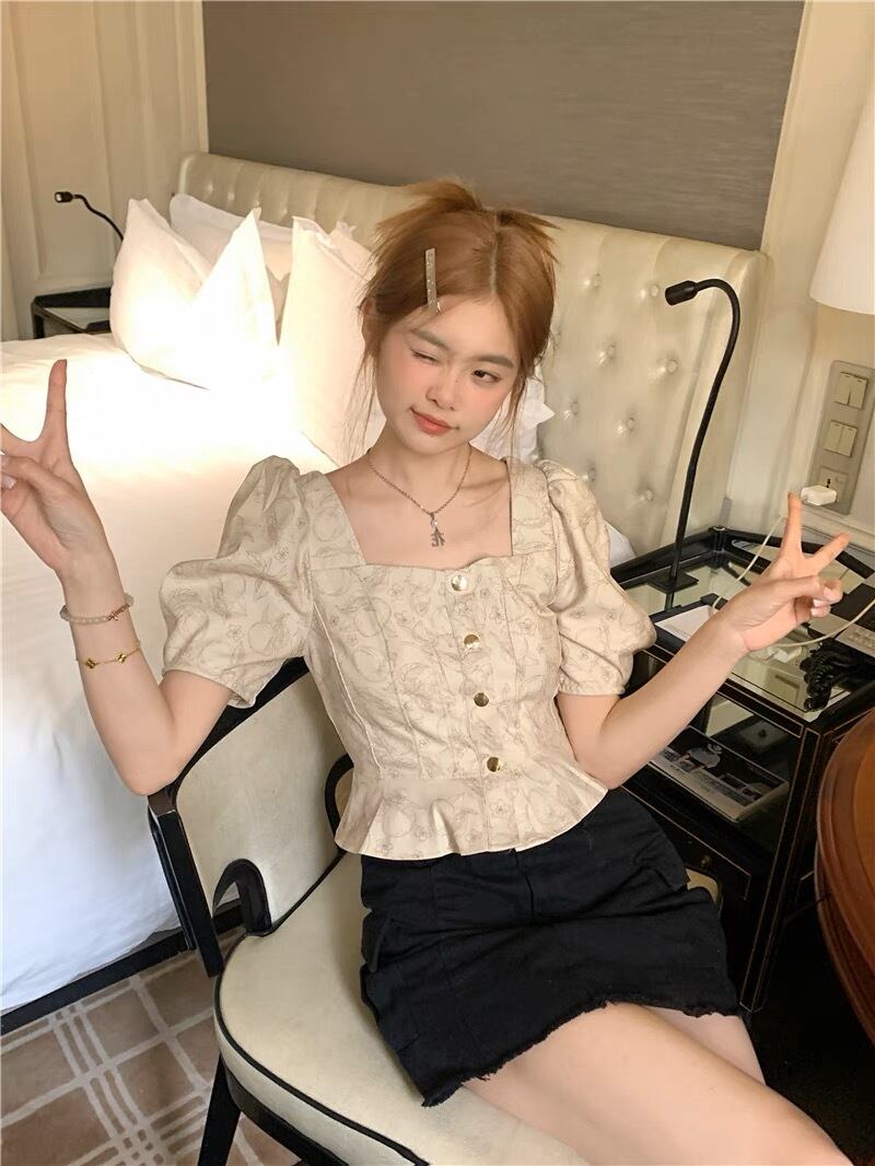 スクエアネック花柄トップス G105CT0048