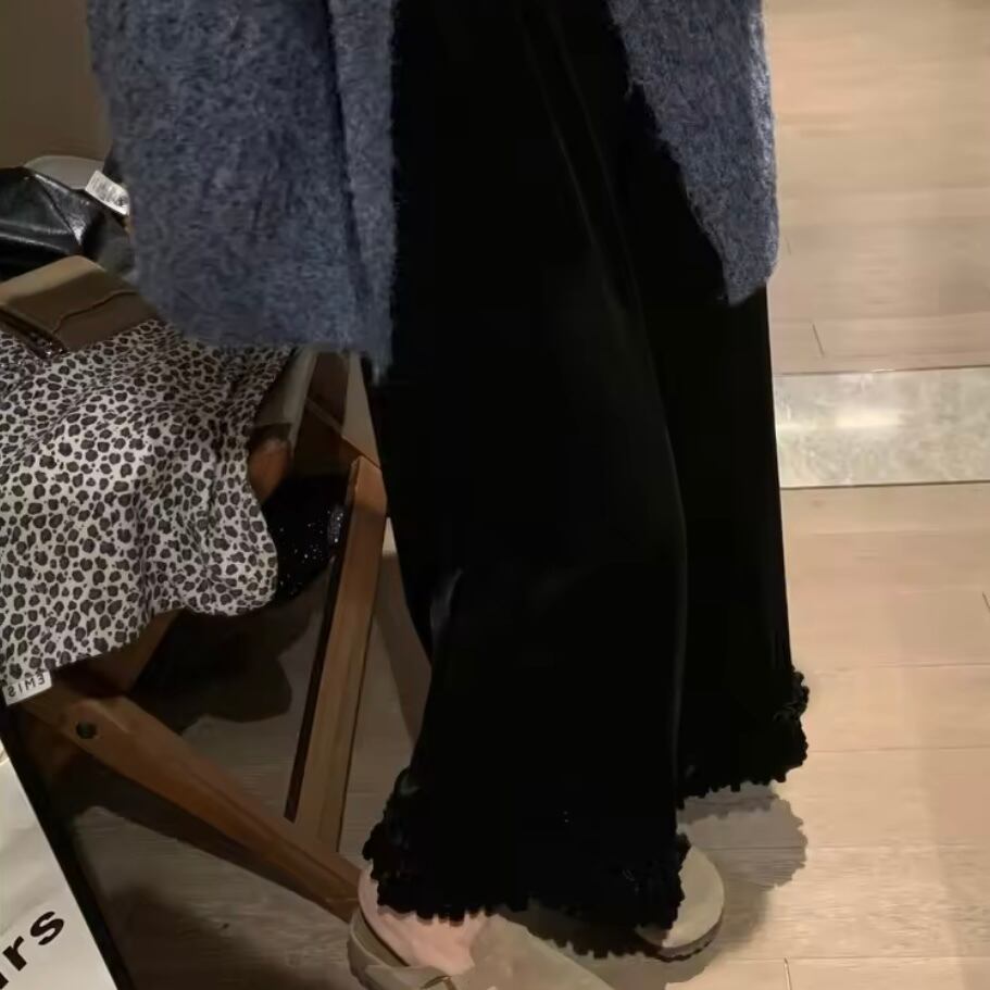 velvet ruffle pants