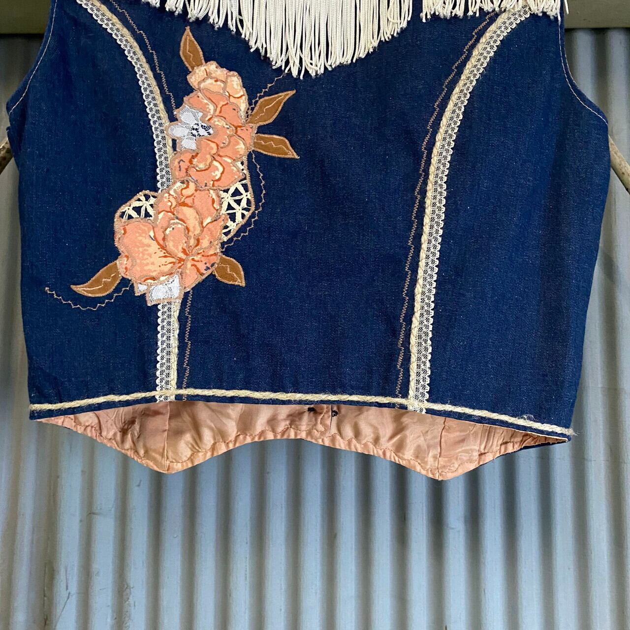 Denim Evolution ハンドメイド フラワー 花 ウエスタン スエード切替