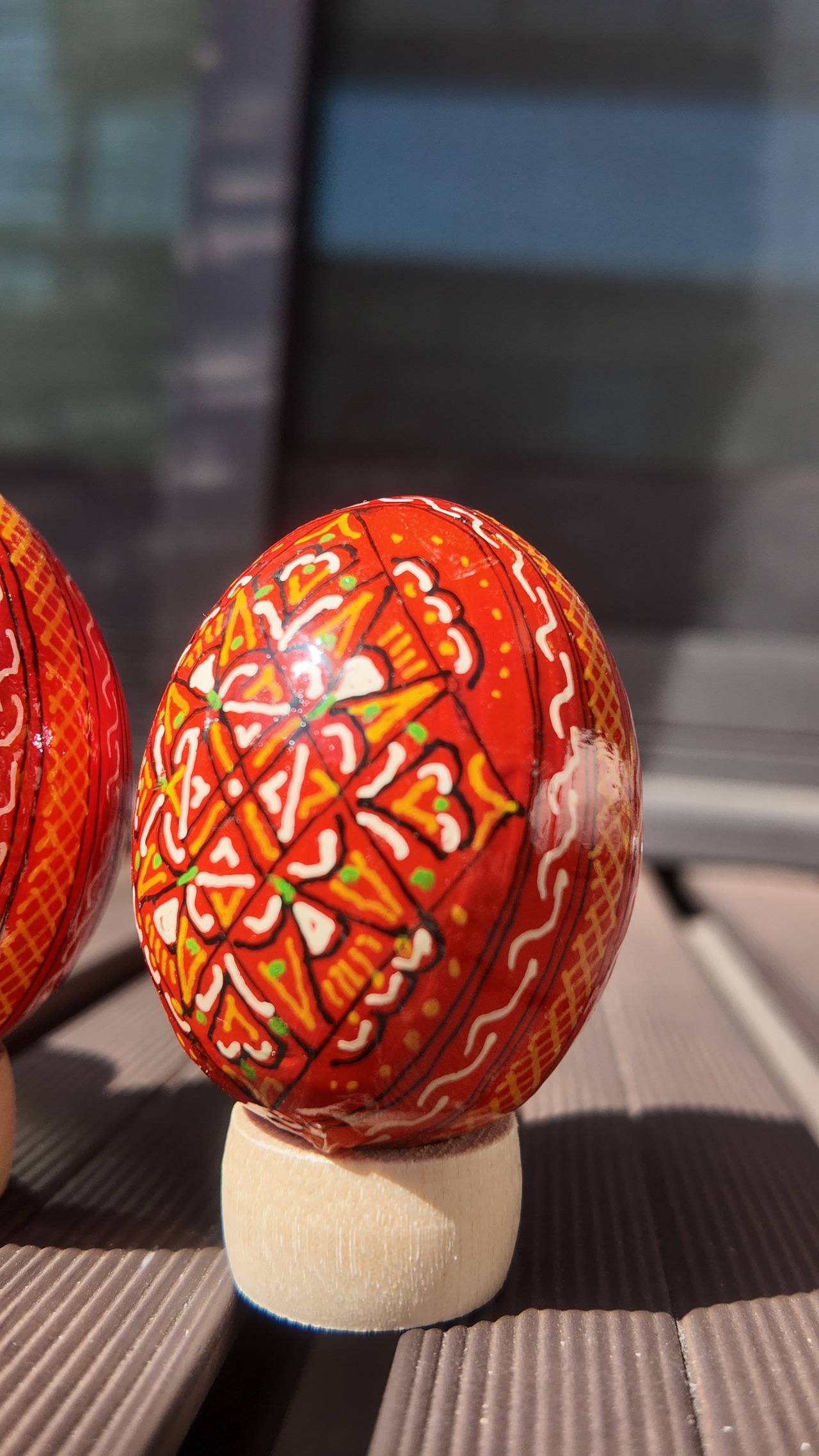 装飾用木製プィサンカ（イースターエッグ）with stand　コロミヤモデル - 10