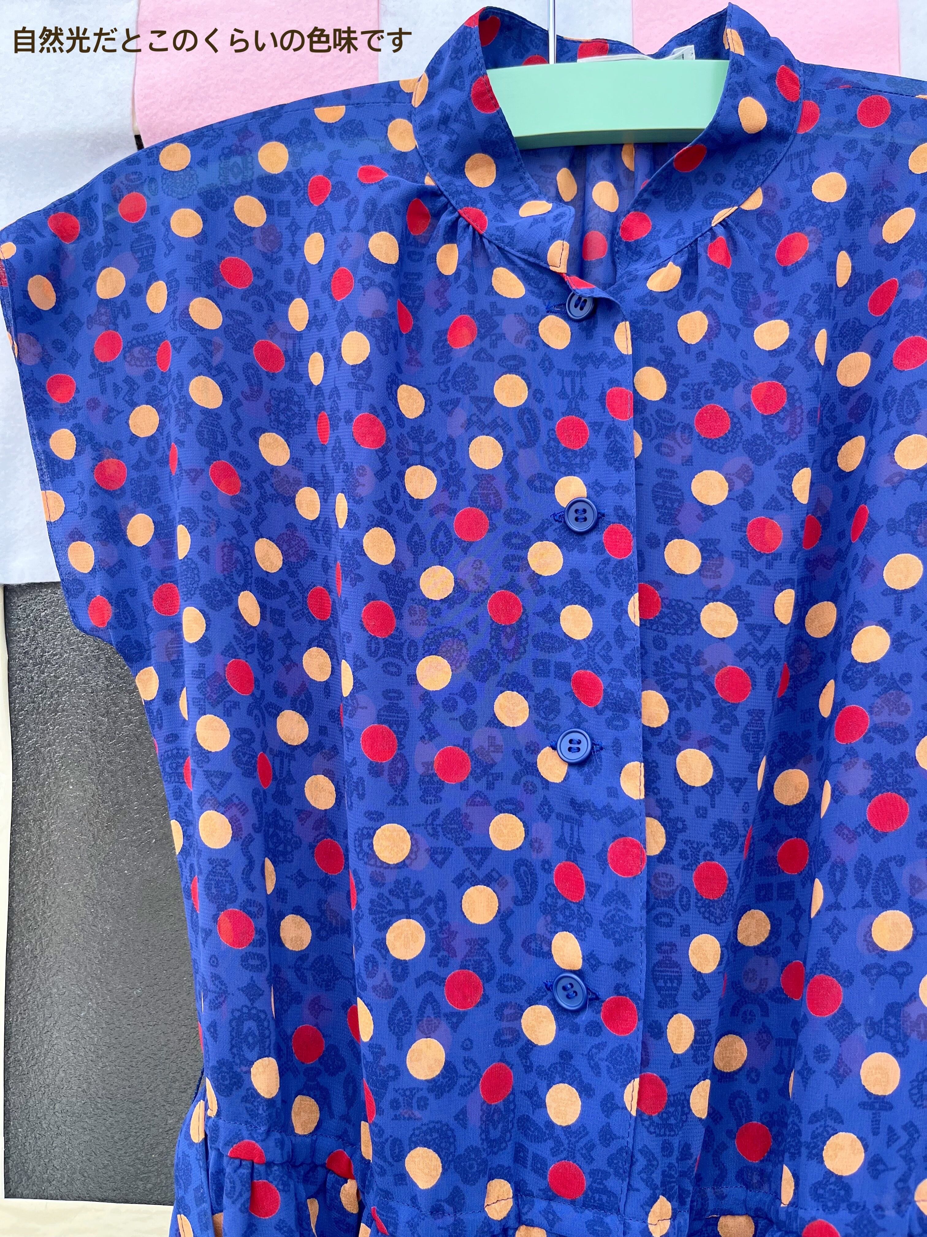 pop coin dot blue sheer one-piece