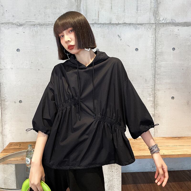 セーター スプリングオータム薄手ルーズフードプルオーバー ショートジャケット 春物 秋物 ラブタオタオダレンハウス74572198169