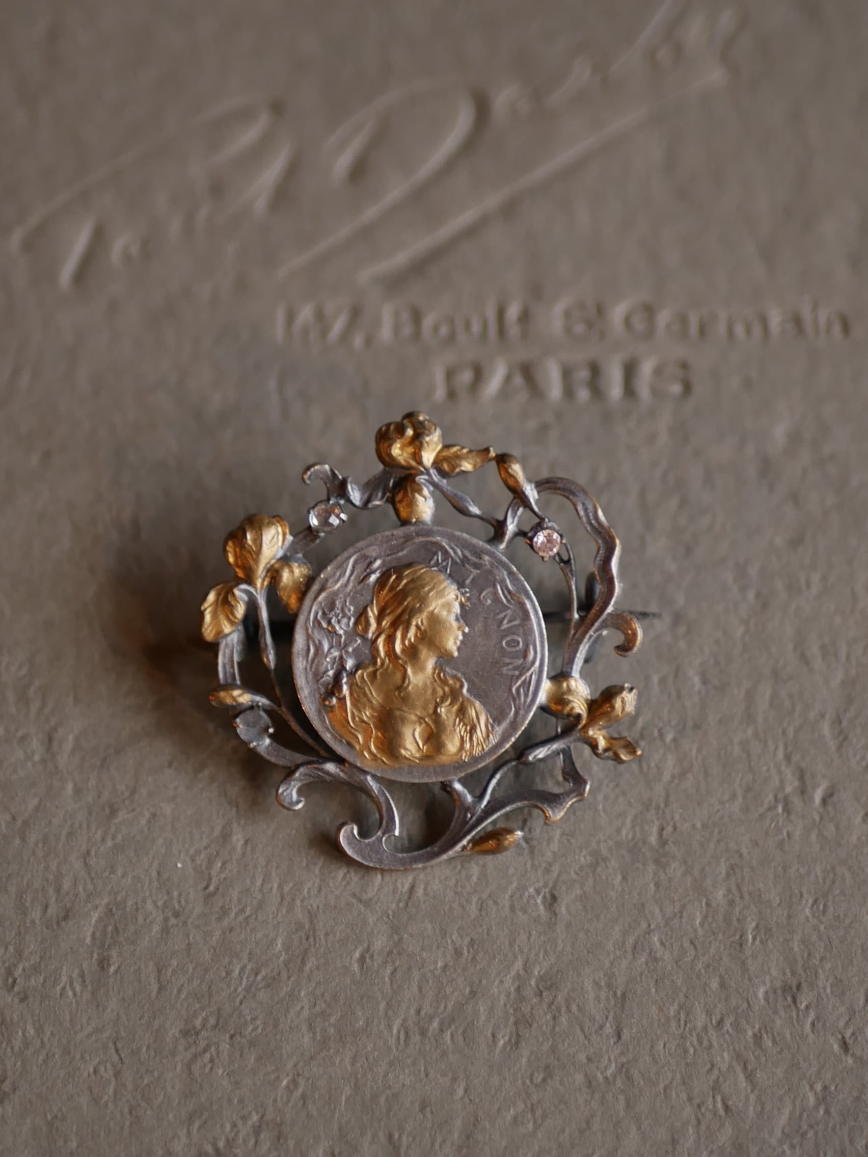 アールヌーボー アヤメのブローチ フランスアンティーク ブロカント