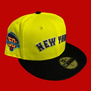 New York Mets 50th Anniversary New Era 59Fifty Fitted / Bright Yellow,Black (Gray Brim)