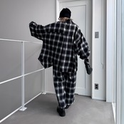 Ombre check asymmetric zip JK/black