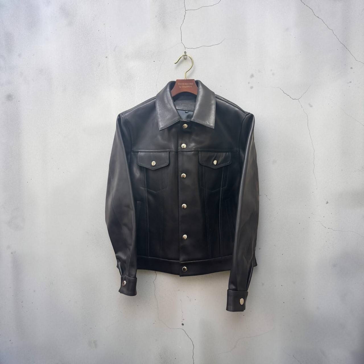 TOUR RECORD トラッカージャケット 牛革 メンズ ブラック Lサイズ