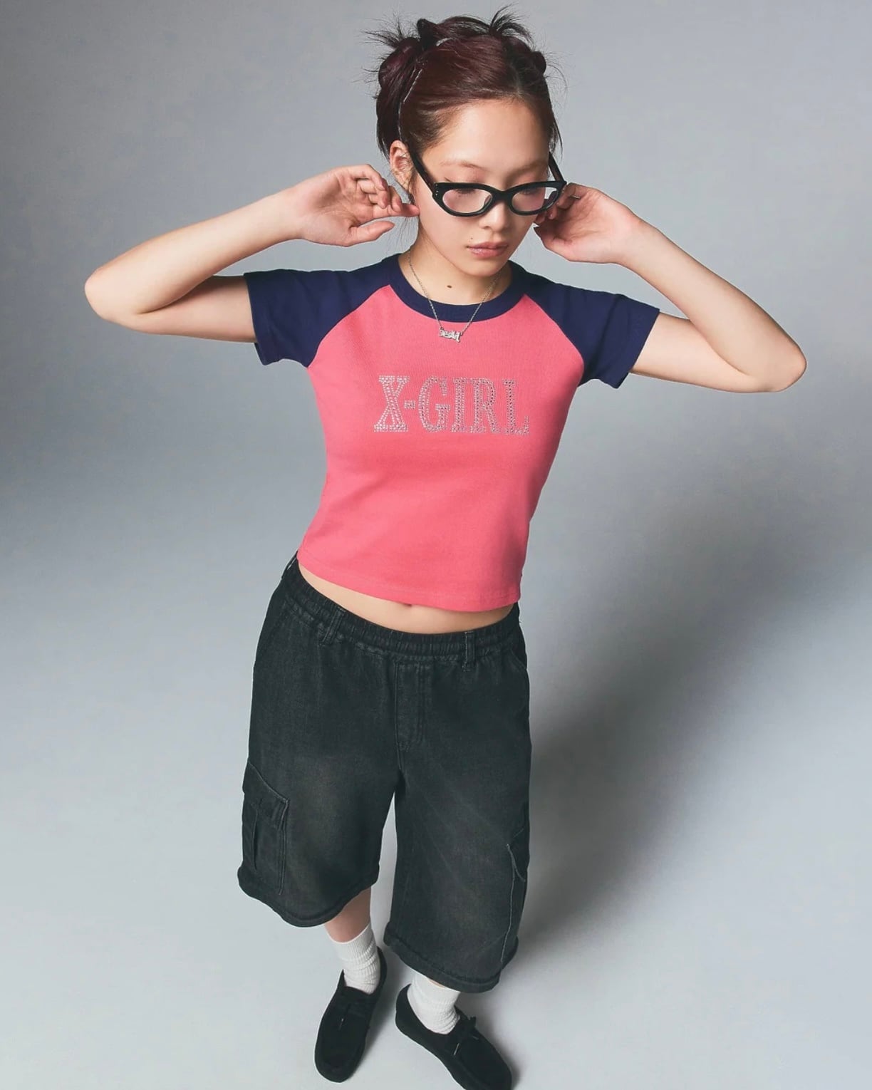 X-girl】FADED 2WAY WIDE LEG CARGO PANTS / BLACK【エックスガール