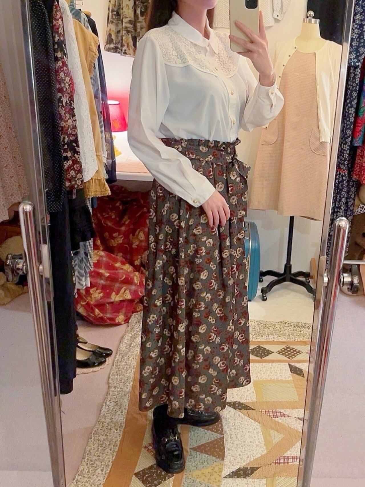 rose lace white blouse