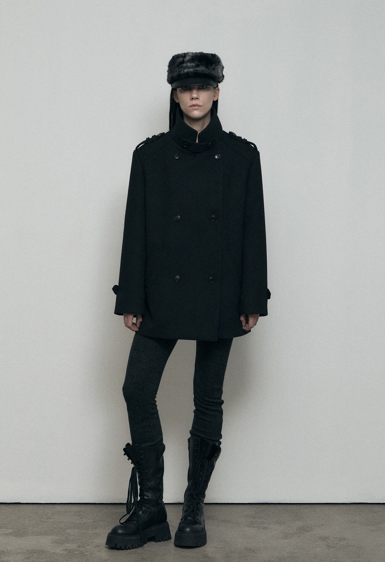 BOHEMIAN SEOUL] DOUBLE BREASTED HIGH NECK HALF COAT 正規品 韓国