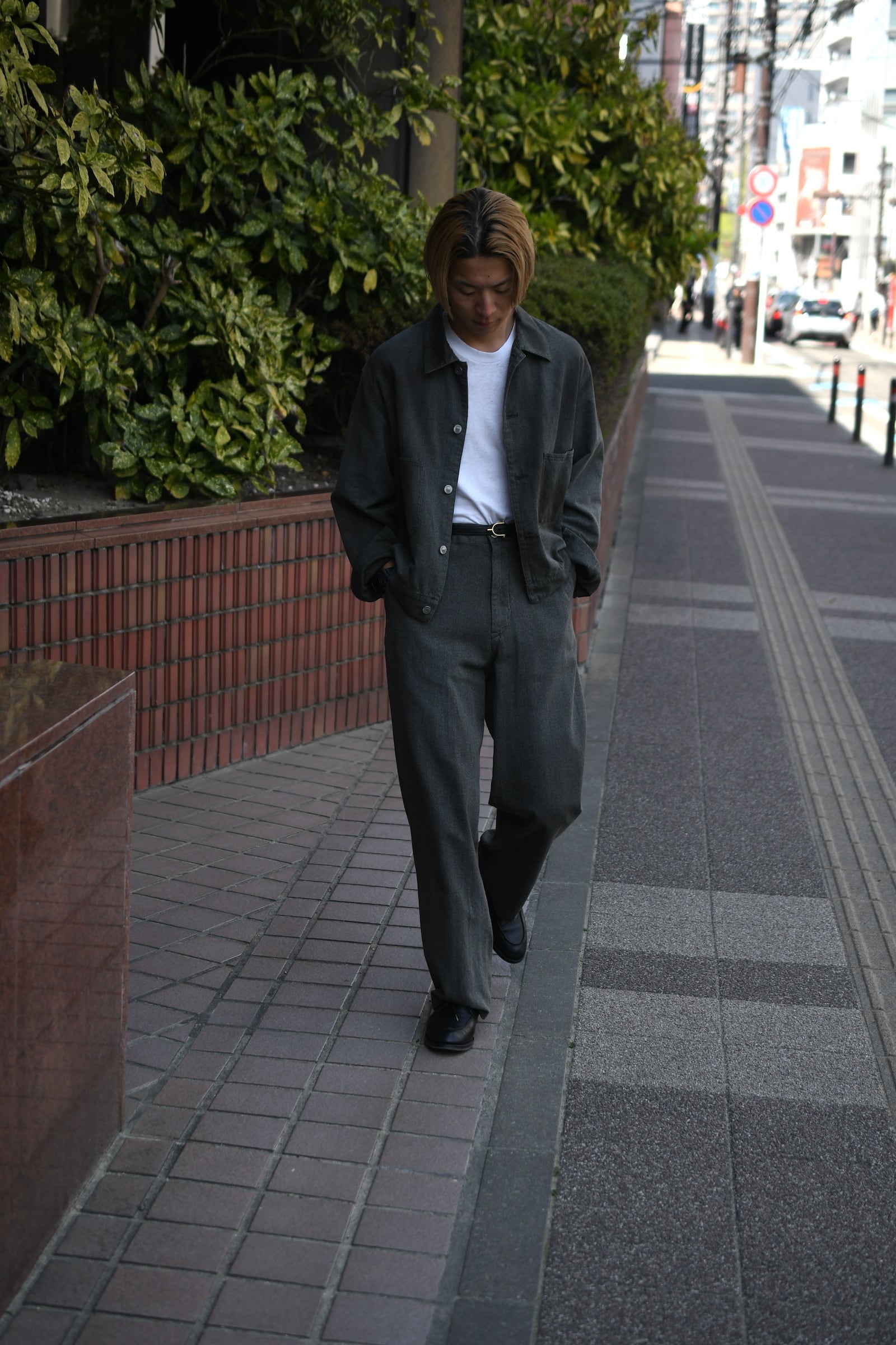 A.PRESSE / Vintage Black Chambray Work Pants (Black) | nariwai