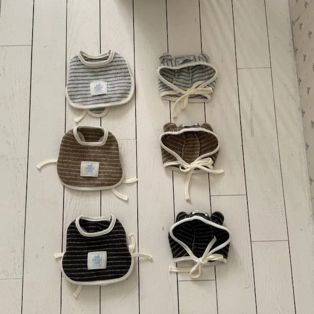 【予約】[tak!tak!tak!tak!] melt stripe series Bear bonnet（3color）