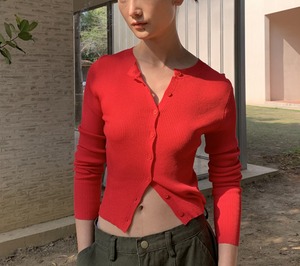 red slim short knit【2025042501】