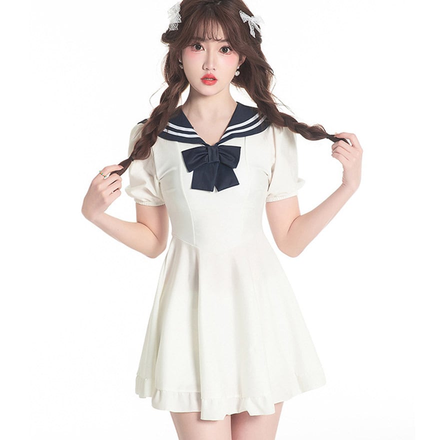 SEASONZ かわいい 水着 スイムウェア 制服風 セーラー服 ミニスカート ワンピース かわいい水着 原宿スタイル