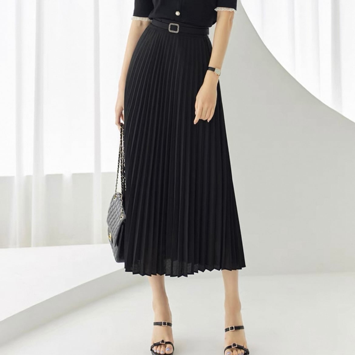 ドレーププリーツ Aラインスカート YH8939