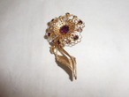 紫色の花ブローチ(ビンテージ) vintage brooch (purple color)