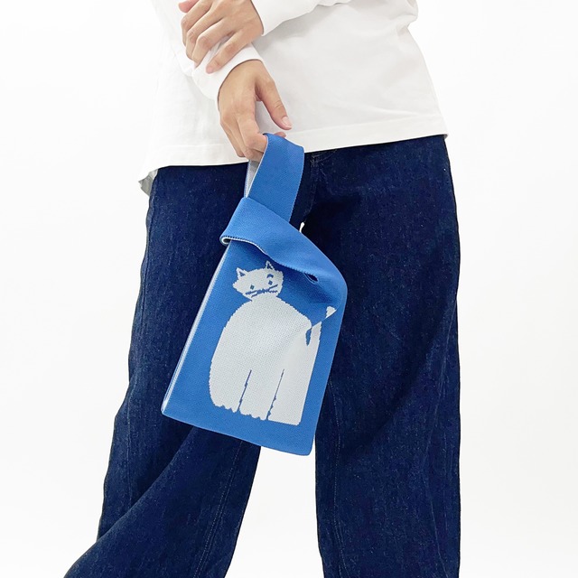【killdisco】キルディスコ KNIT MINI MARCHE BAG  キャット -What you doing Meow?- ニット ミニマルシェバッグ