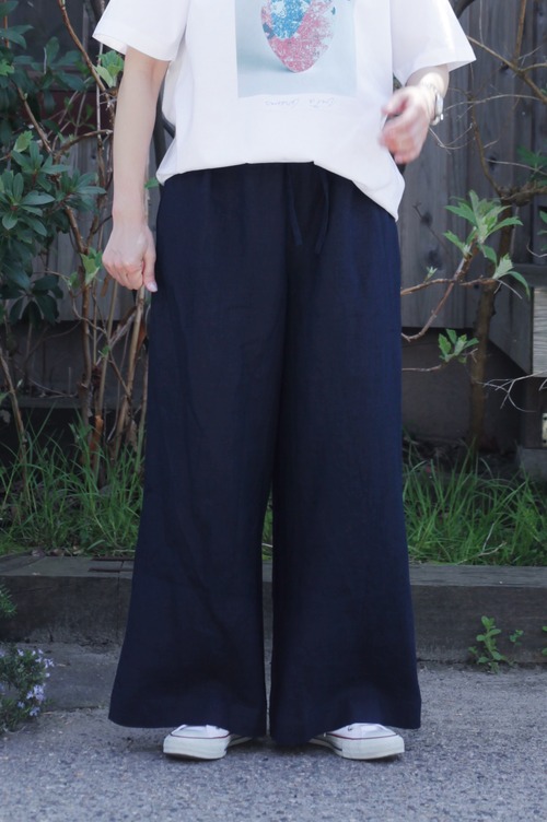 【fog linen work × minka(フォグリネンワーク × ミンカ)】リネンワイドパンツ  《 minka限定アイテム 》