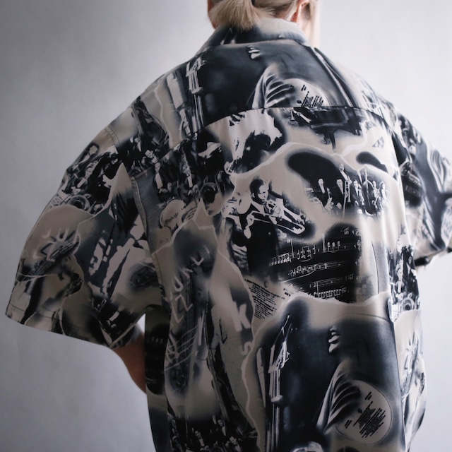 jazz culture pattern over size h/s shirt