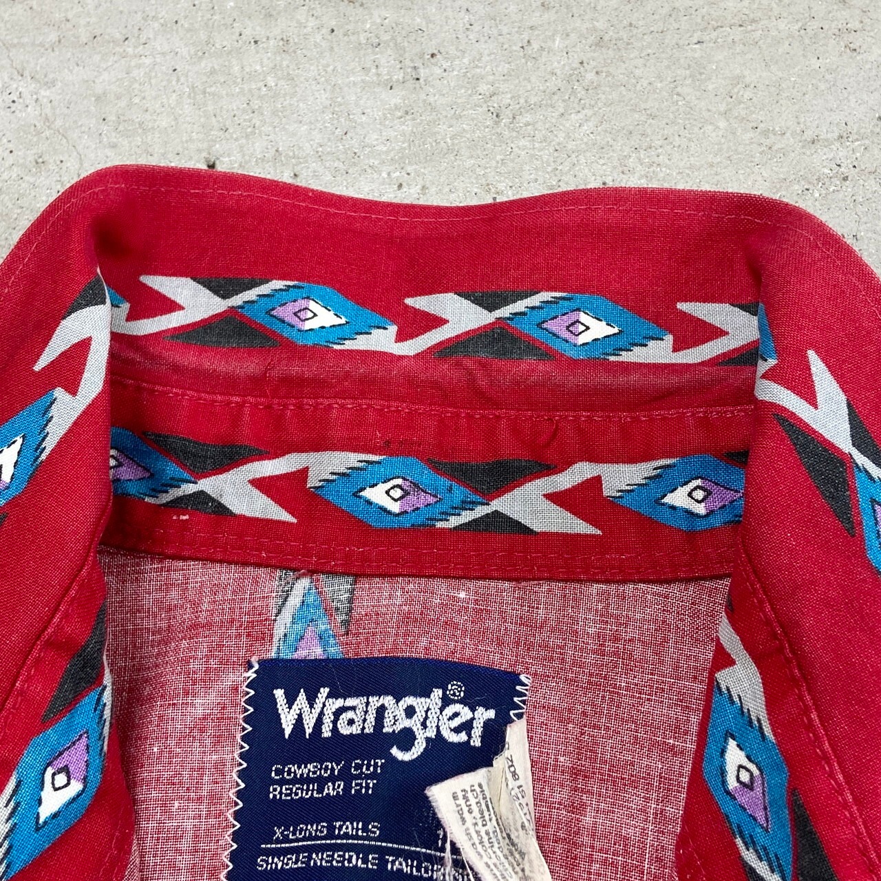 80〜90年代 Wrangler ラングラー 半袖ウエスタンシャツ ネイティブ柄 