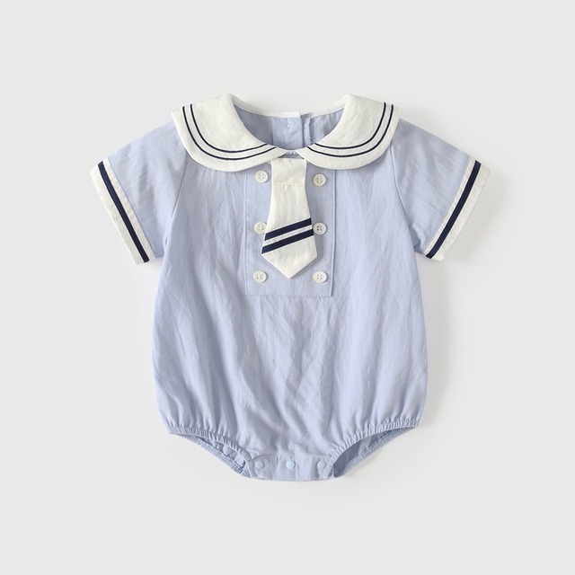 【BABY】セーラー風ブルーロンパース