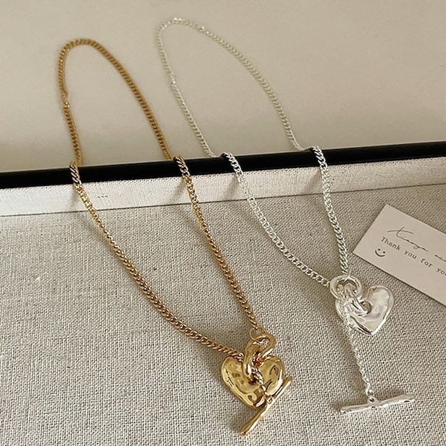 ハートモチーフ ネックレス M 2col 250344