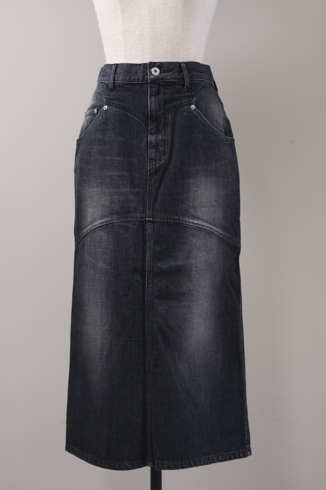 【FETICO】ORGANIC COTTON DENIM BACK-FLARE SKIRT - black -