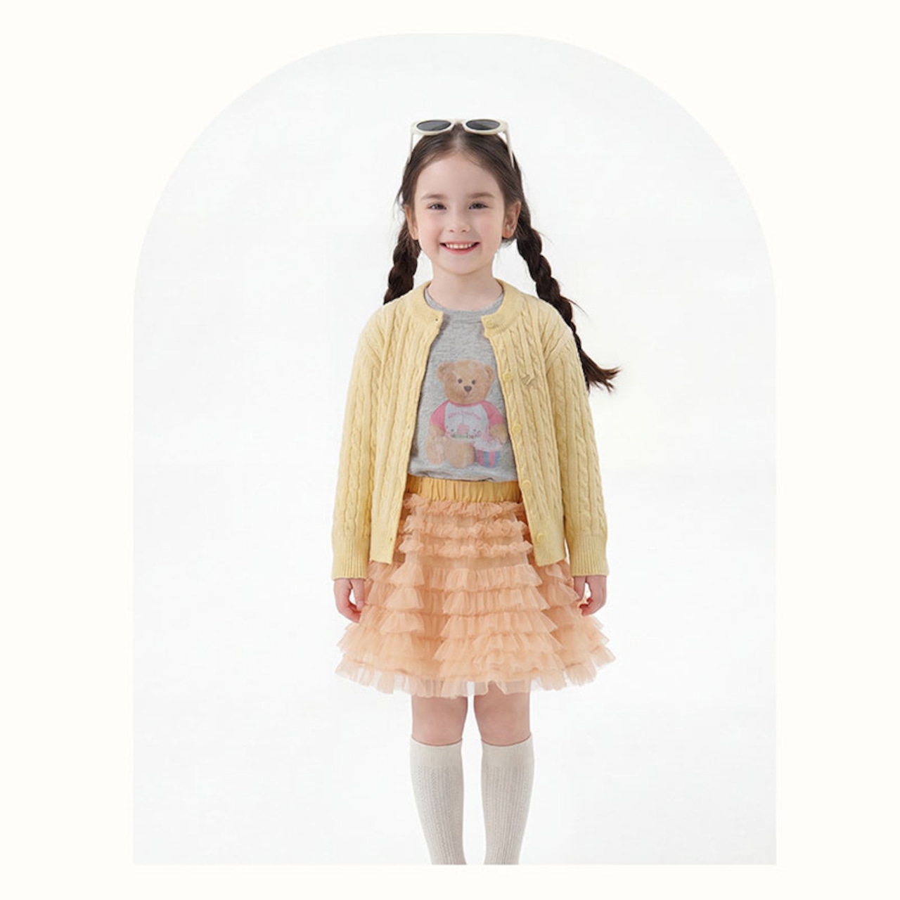 春犬柄カジュアルカーディガン