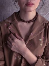 tay Original／Vintage Naga beads & Karen silver beads necklace (Brown)